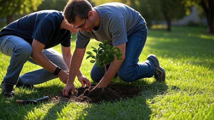 Step-by-step process of planting a truffle tree in a sunny garden