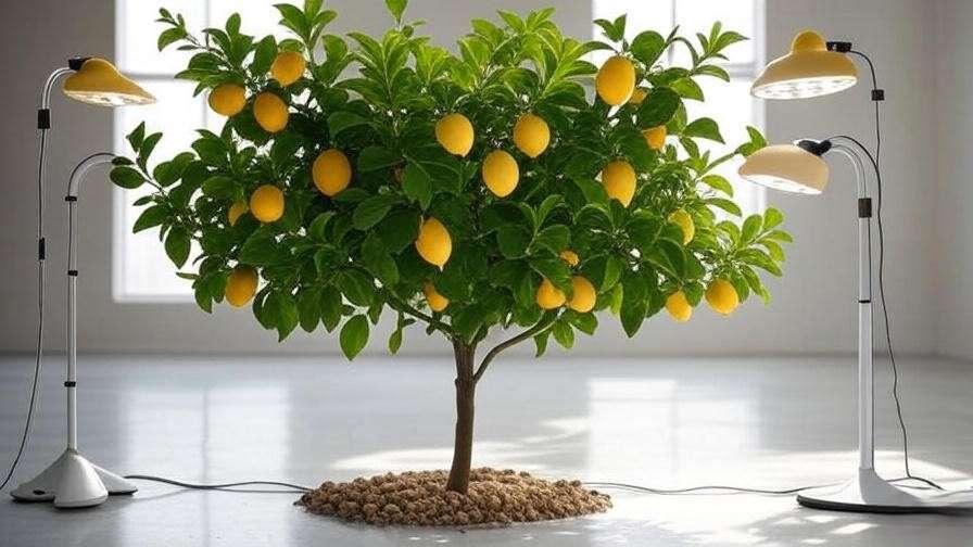Comparison of top grow light models around a healthy lemon tree indoors".