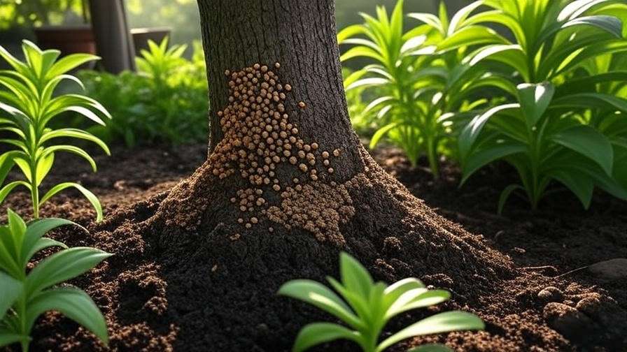 Applying mycorrhizal fungi to krysisis tree root zone"