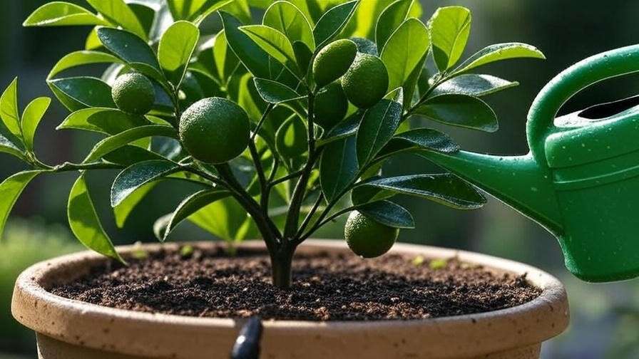 Proper watering technique for kaffir lime tree to avoid root rot.