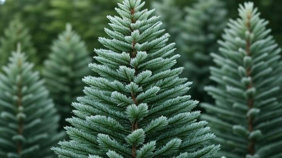 Close-up of Fir Tree Noble evergreen with soft blue-green needles and conical shape in natural habitat
