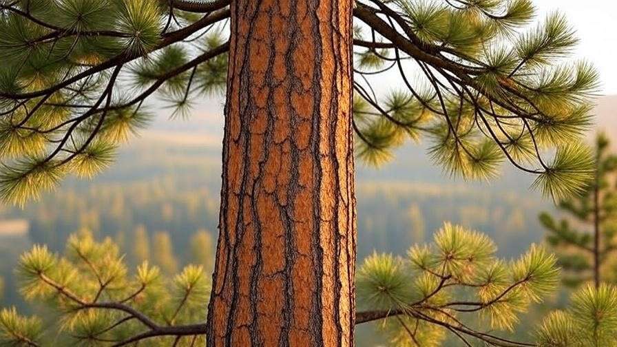 Close-up of Ponderosa Pine bark and needles in Montana forest"