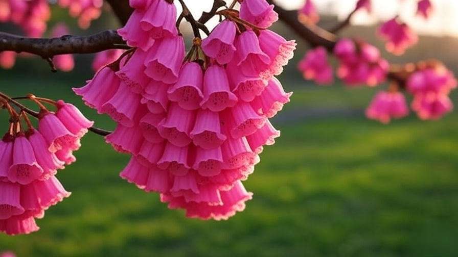 Close-up of vibrant pink Taiwan cherry tree blossoms in spring