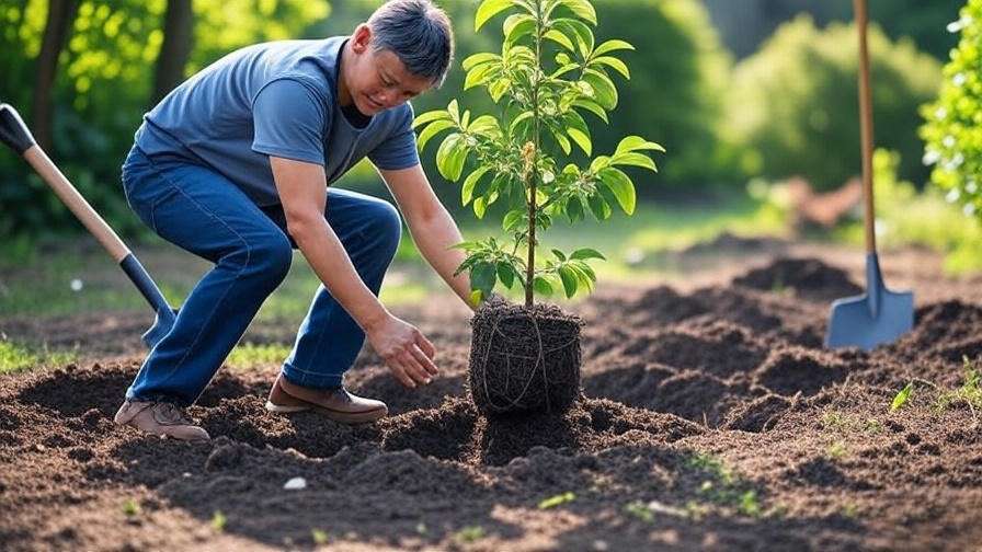 Step-by-step planting of a Taiwan cherry tree in garden