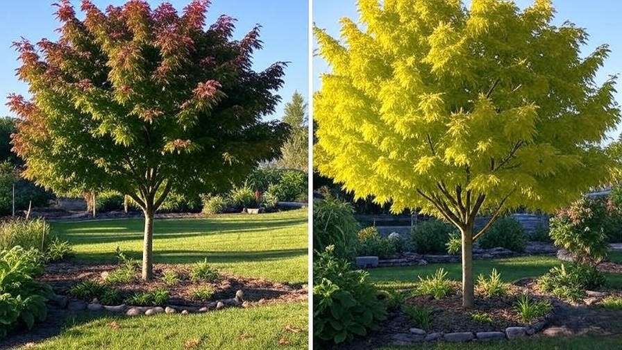 Comparison of healthy and nutrient-deficient maple trees