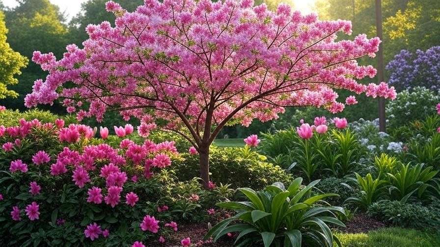 pink and white flowered tree