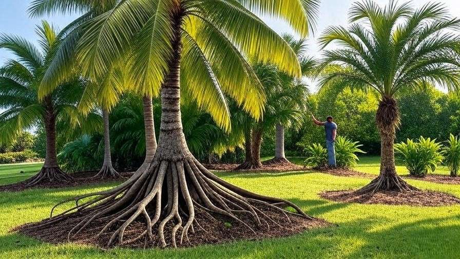 roots on palm trees