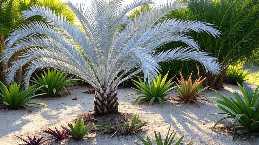 silver palm tree