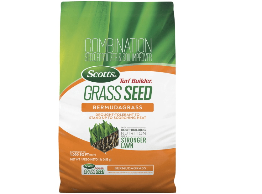 Scotts Turf Builder Grass Seed Bermudagrass with Fertilizer and Soil Improver, Drought-Tolerant,