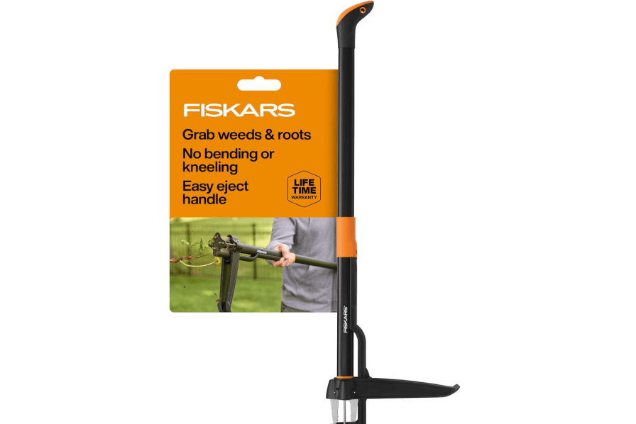 Fiskars 4-Claw Stand Up Weed Puller Tool, Gardening Hand Weeding Tool with 39" Long Ergonomic Handle with Easy-Eject Mechanism