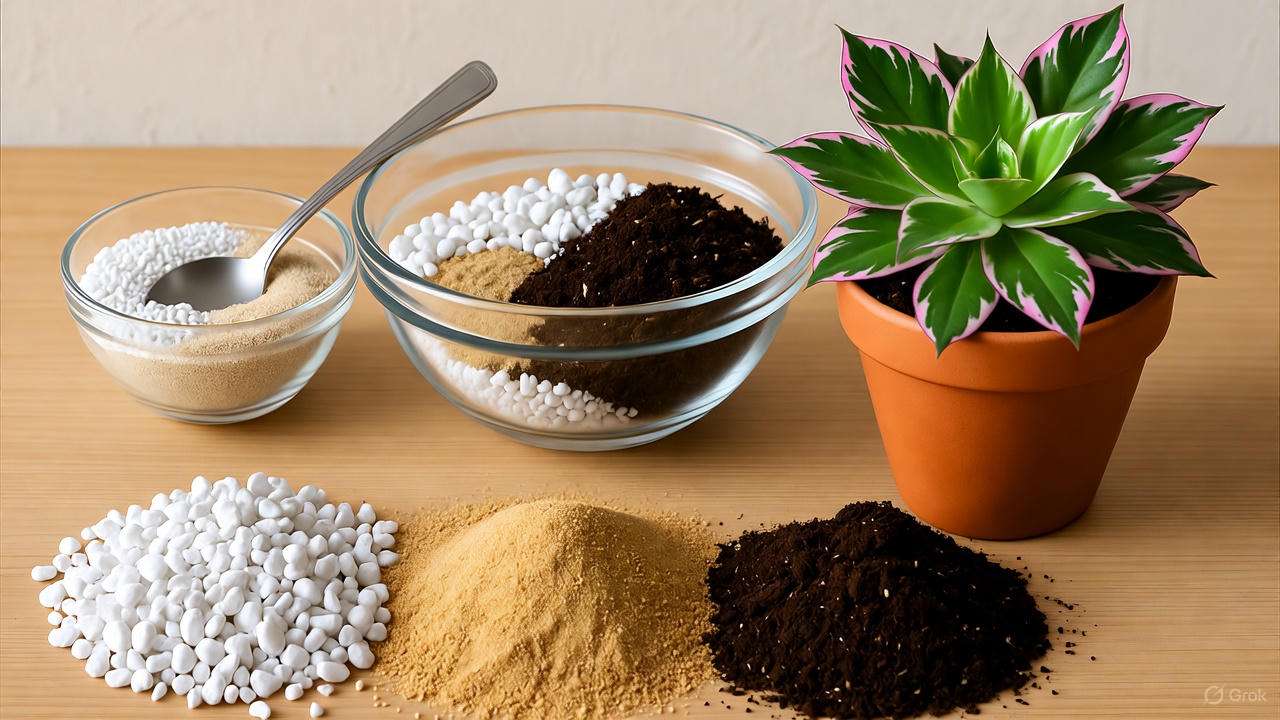  DIY succulent soil mix preparation and Paloma plant repotting process. 