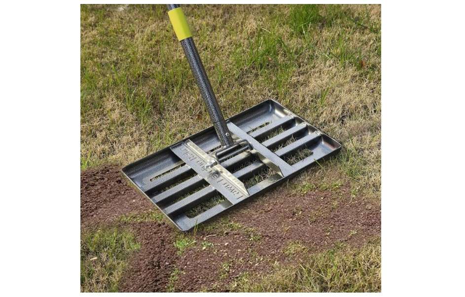 FLY HAWK Lawn Leveling Rake | Levelawn Tool | Level Soil or Dirt Ground Surfaces Easily | 18” x 10” Ground Plate | rakes for lawns Heavy Duty 72” Extra Long