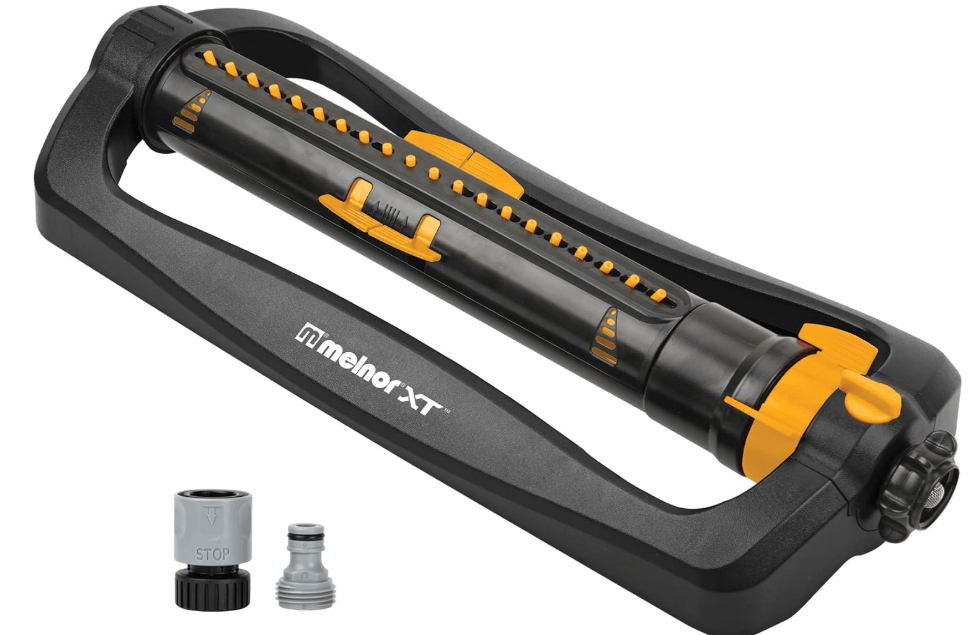 Melnor 65167AMZ XT Turbo Oscillating Sprinkler, 4,500 sq. ft., Quick Connect Bundle, 3-Way Adjustable, Black,