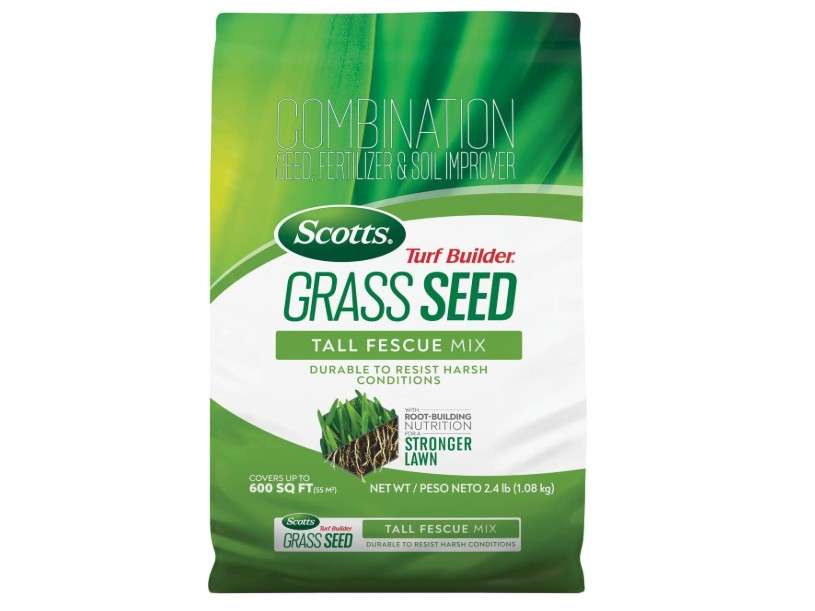Scotts Turf Builder Grass Seed Tall Fescue Mix Durable to Resist Harsh Conditions with Root-Building Nutrition, 2.4 lb.
