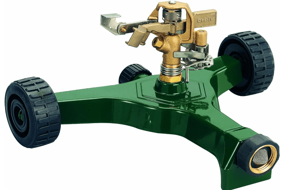 Orbit 56186N Lawn and Garden 1/2-Inch Brass Impact Sprinkler with Metal Wheel Base