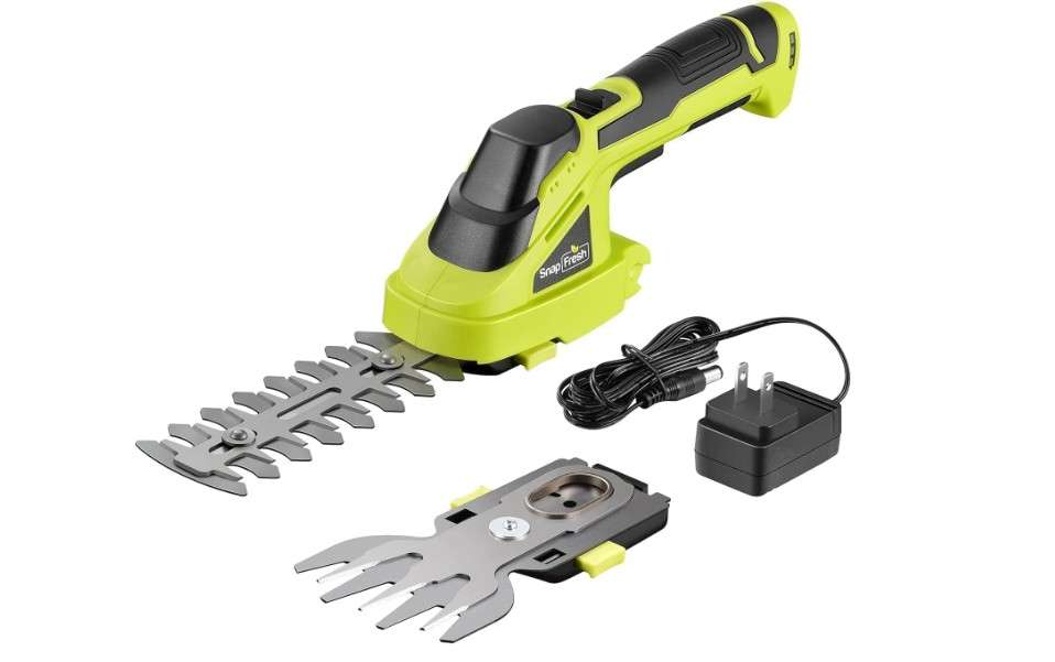 SnapFresh Cordless Grass Shear Bush Trimmer, 2 in 1 Handheld Hedge Trimmer, 7.2V Electric Grass Trimmers, Lightweight Shrubbery Trimmers Battery &...