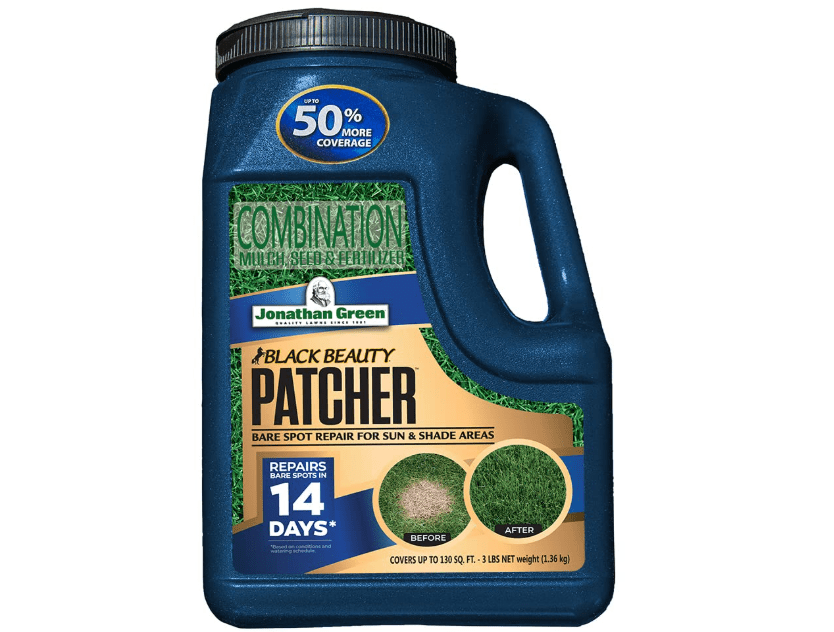Jonathan Green (10450) Black Beauty Patcher Lawn Bare Spot Repair for Sun & Shade Areas - Cool Season Grass Seed, Fertilizer, & Mulch (3.5 lb)