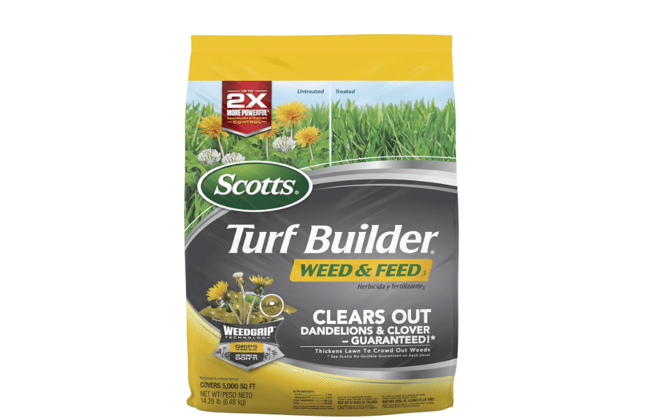 Scotts Turf Builder Weed & Feed3, Weed Killer Plus Lawn Fertilizer, Controls Dandelion and Clover, 5,000 sq. ft., 14.29 lbs.