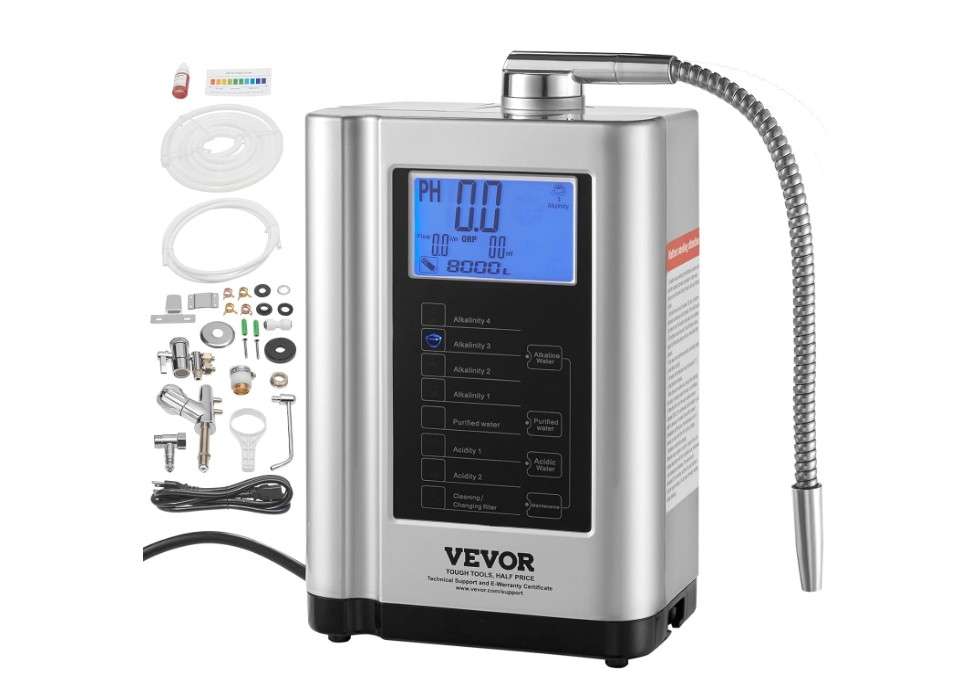 
VEVOR Water Ionizer, Alkaline Water Ionizer Machine, pH 3.5-10.5 Alkaline Acidic Hydrogen Water Purifier, 7 Water Settings Home Filtration System, Up to