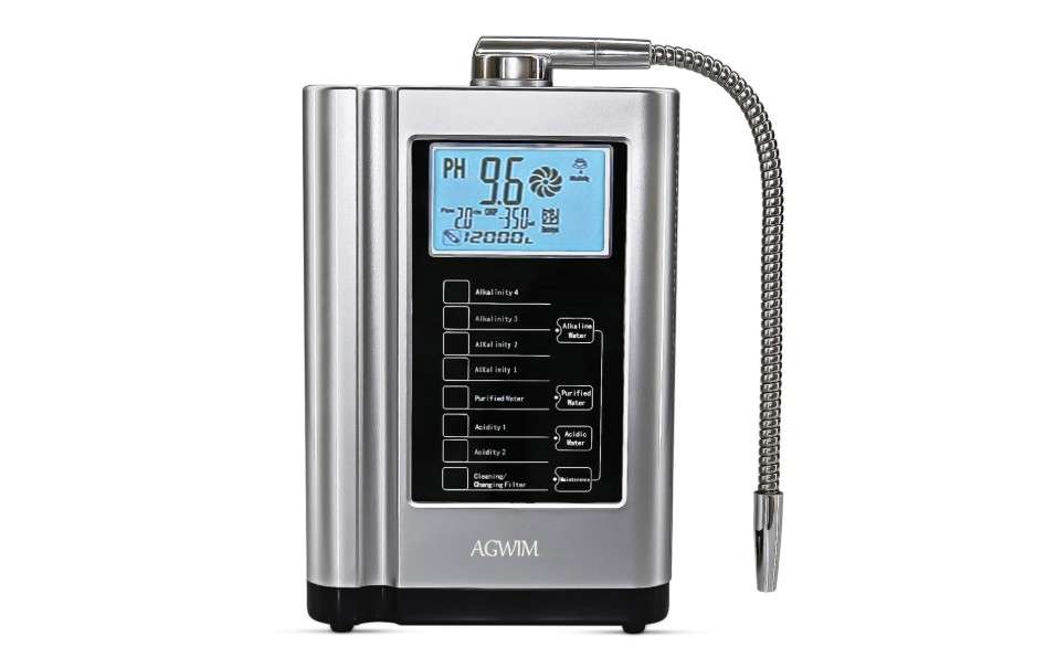 AGWIM Alkaline Water Ionizer Machine 729, Built-in a Filter, Produces pH 4-10.5 Water, 7 Water Settings, Up to -570mV ORP, 8000L Per Filter, Silver
