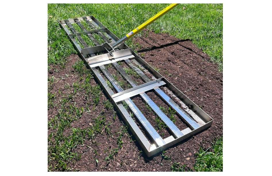Rocklin™ Lawn Leveling Rake | Levelawn Tool | Level Soil or Dirt Ground Surfaces Easily | 48” x 10” Ground Plate | 78” Extra Long Handle | Stainless Steel
