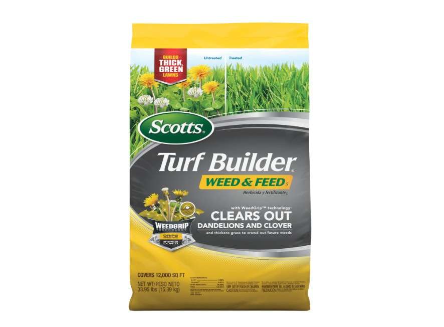 Scotts Turf Builder Weed & Feed3, Weed Killer Plus Lawn Fertilizer, Controls Dandelion and Clover, 5,000 sq. ft., 14.29 lbs.
