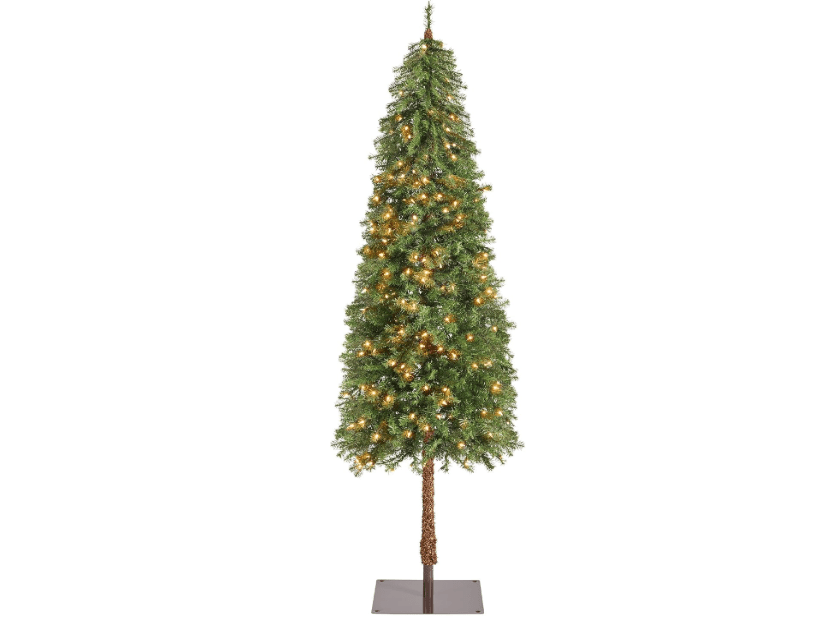 
Yaheetech 7.5ft Prelit Artificial Christmas Tree w/ 280 Warm Lights,Slim Pencil Xmas Tree w/ 934 PVC Tips & Metal Plate Base for Home Office Party.