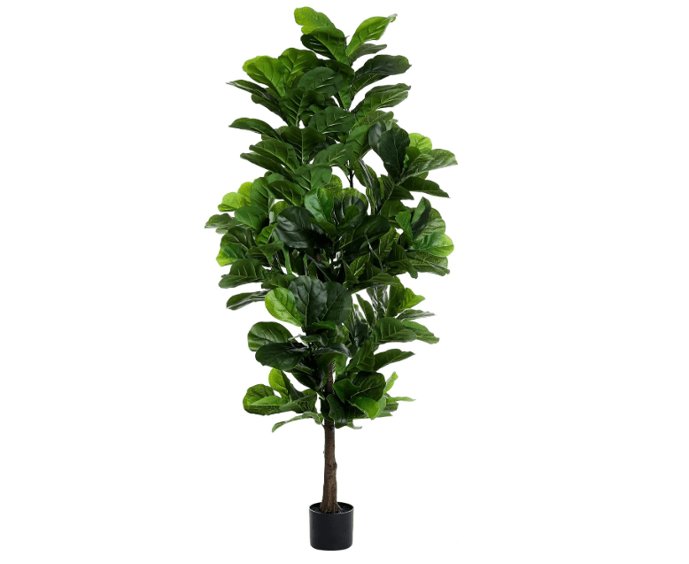 
FLOWORLD Fiddle Leaf Fig Tree 6ft Tall Artificial Tree in Plastic Pot Fake Ficus Lyrata Plants with 184 Decorative Fiddle Leaves Faux Fig Trees for Home..
