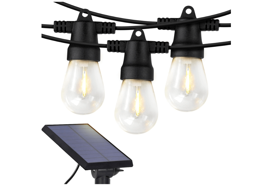 
Brightech Ambience Pro Solar Powered Outdoor String Lights -27 ft Commercial Grade Waterproof Edison Patio Lights, Shatterproof LED String Lights for