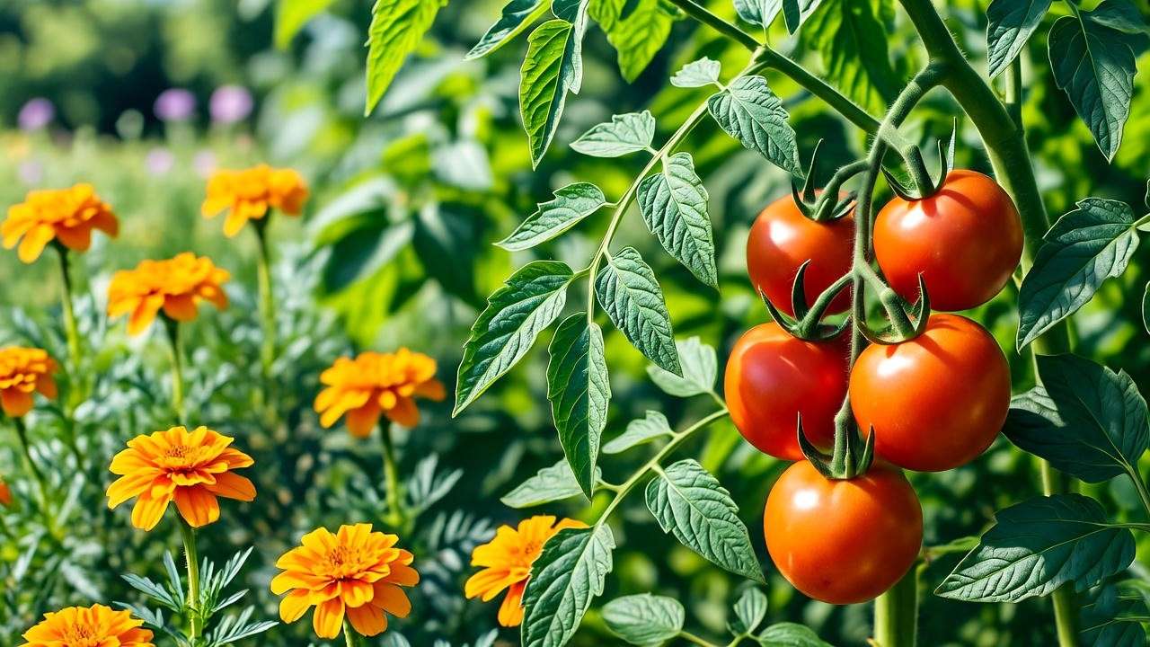 "Hands pruning a Juliet tomato plant with shears to remove suckers and show staking." 