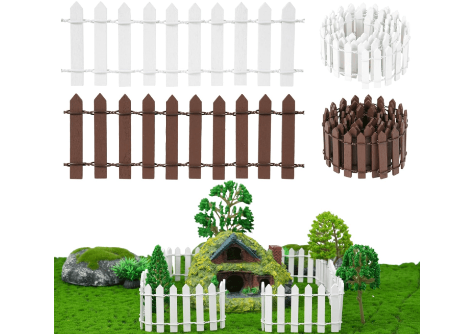 
FCKLVMC 4 Pcs 35 Inch Fairy Garden Decor Mini Fence, Wood Picket Fence for Fairy Garden Supplies, Small Picket Fence for Doll House Decor DIY Crafts Plant...