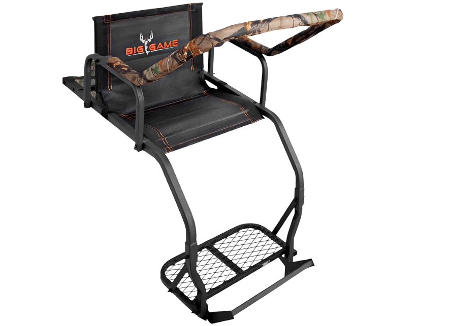 Big Game Tripod Stand, 1 Person Deer Hunting Climbing Ladder with Rotating Flex-Tek Seat and Shooting Rail, 12.5