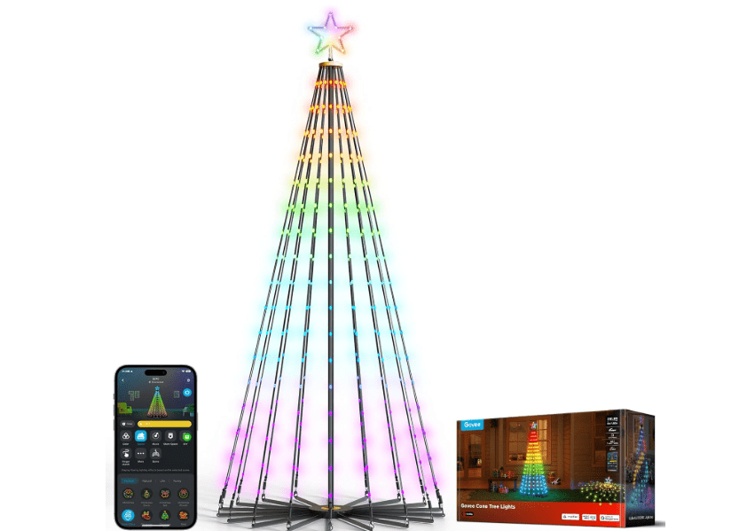 
Govee Christmas Cone Tree Lights, 6ft 316 LEDs RGBIC Christmas Tree Lights with Smart App Control, IP67 Waterproof Outdoor String Lights for Xmas