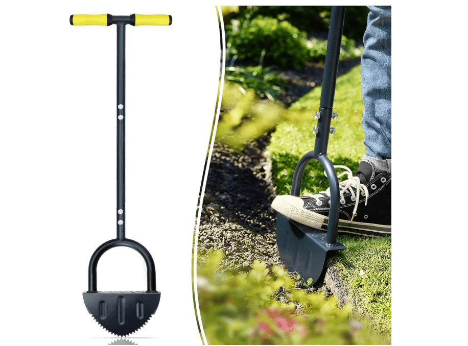 
Colwelt Saw-Tooth Edger Lawn Tool, Half Moon Lawn Edger with T-Grip, Sidewalk Grass Long Handled Step Edger, 38-Inch