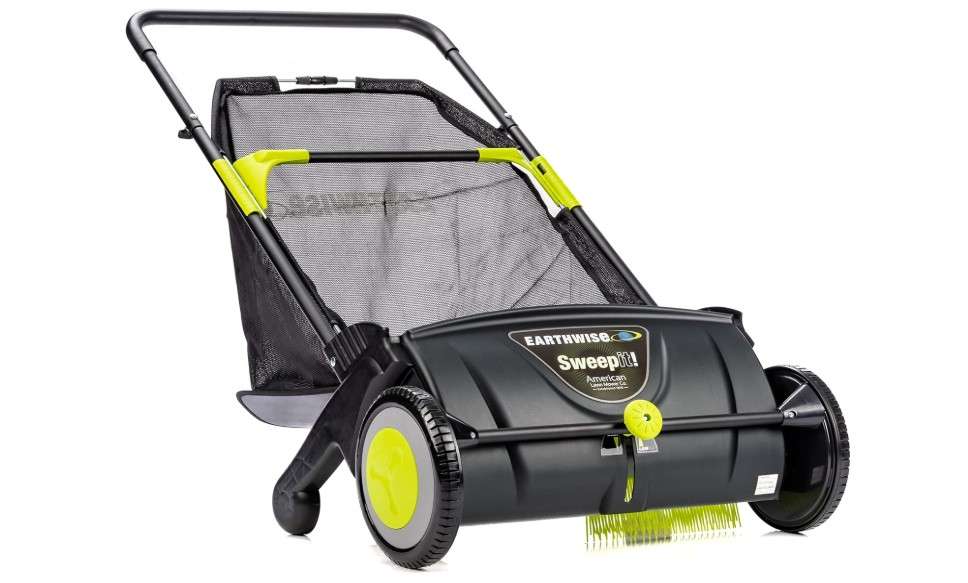 Earthwise LSW70021 21-Inch Width Leaf & Grass Push Lawn Sweeper, Black
