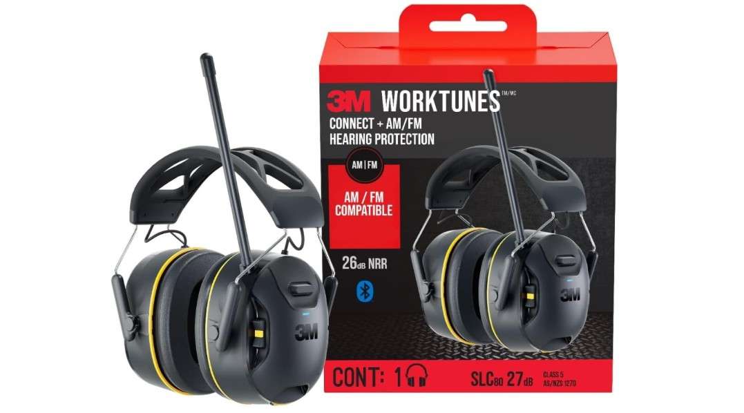 3M WorkTunes Connect + AM/FM Wireless Hearing Protector with Bluetooth Technology, Bluetooth Hearing Protection with a 26 dB Noise Reduction Rating 