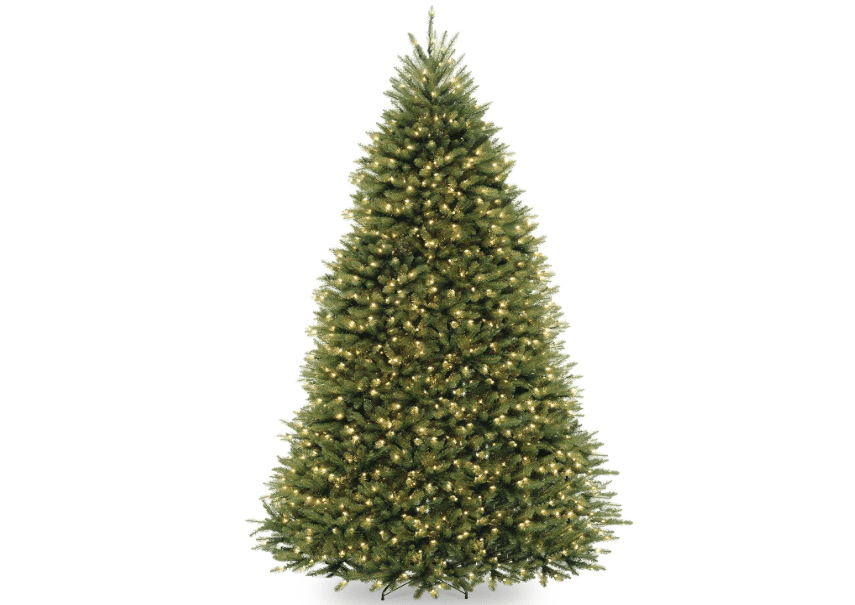 
National Tree Company Pre-Lit Artificial Full Christmas Tree, Green, Dunhill Fir, White Lights, Includes Stand