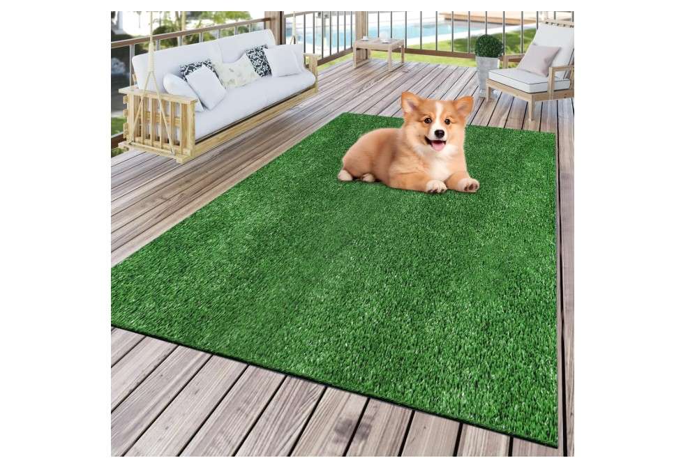 FREADEM Artificial Grass Rug, 8' x 10' Artificial Turf Fake Faux Grass Mat with Drainage Holes, Indoor Outdoor Synthetic Turfs for Garden Lawn...
