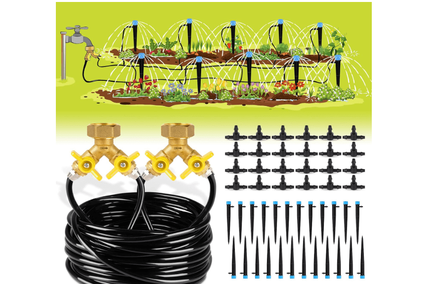 
HIRALIY 100ft Drip Irrigation Kit Plant Watering System 8x5mm Blank Distribution Tubing DIY Automatic Irrigation Equipment Set for Garden Greenhouse