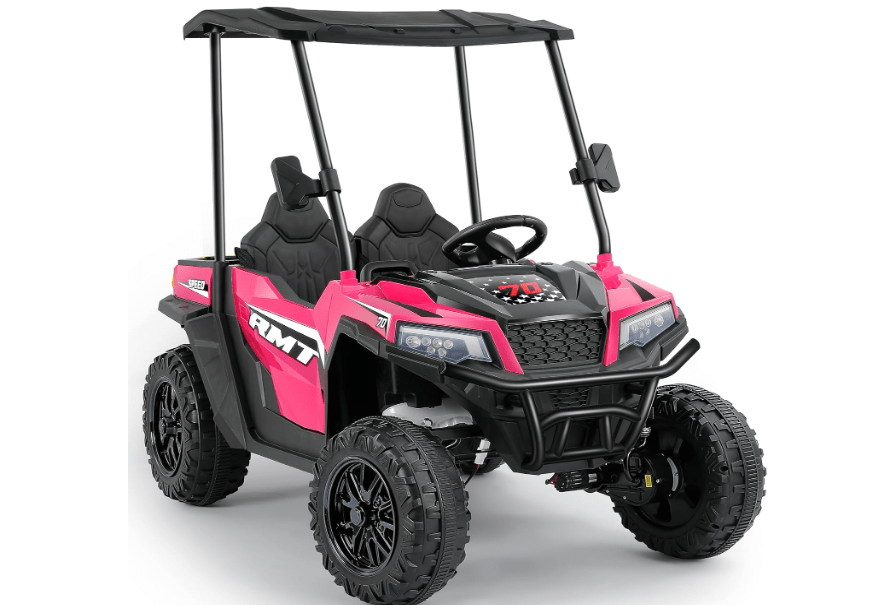 
ELEMARA 24V Ride on Toy for Big Kid,Ride on Car 2 Seater w/Sun Shade,Dump Bed & Shovel,4.5MPH,4WD Electric Car for Kids,Battery Car w/Remote,Kids Ride