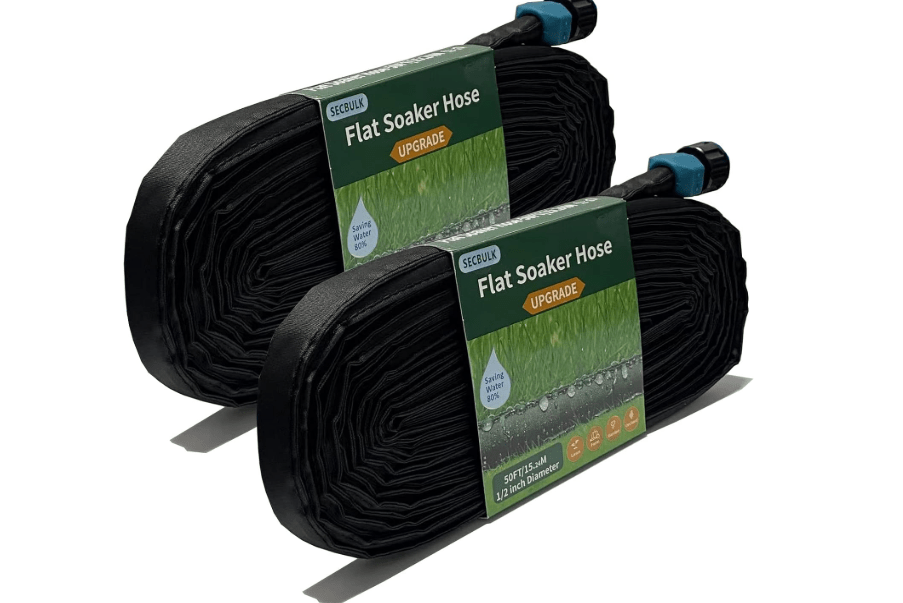 
Secbulk 2025 Flat Soaker Hose 100 ft for Garden, 100' (50ft x 2) Linkable Drip Hose Diy Garden Irrigation System Saving 80% Water, Dual-layer Leak-free