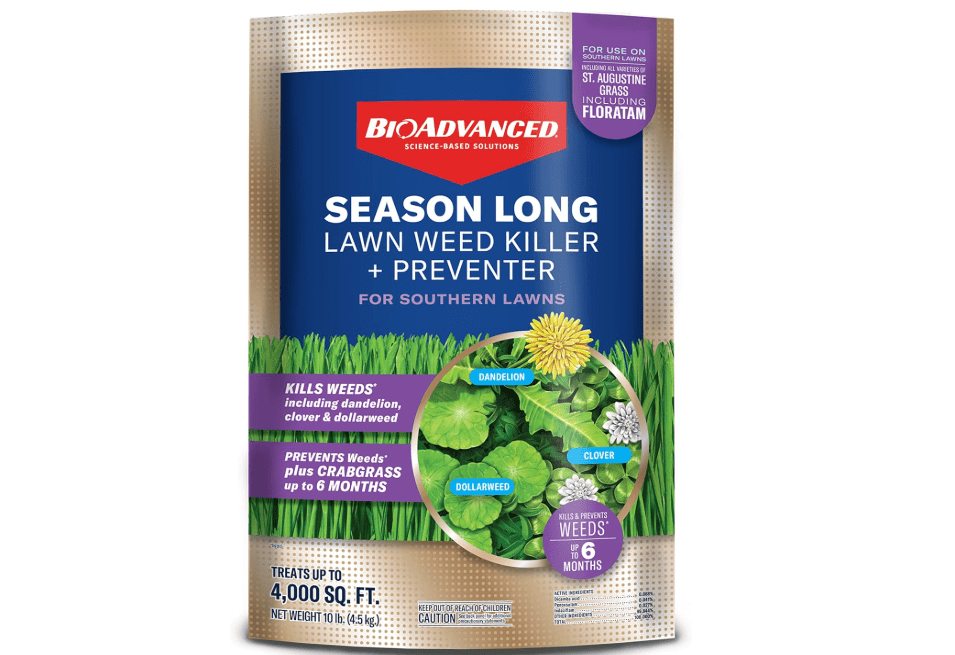 BioAdvanced Season Long Lawn Weed Killer + Preventer for Southern Lawns 10 LB Granules, 4,000 SQ FT