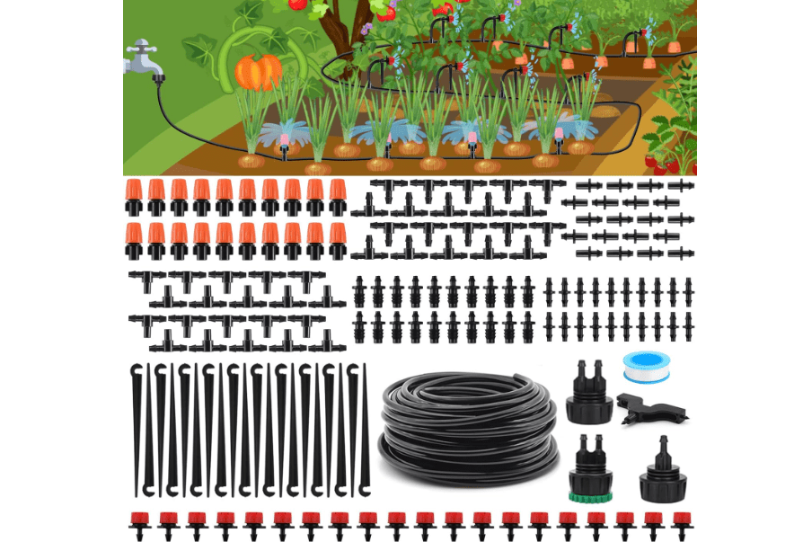 
Flantor Drip Irrigation Kit, Drip Irrigation System for Garden with 1/4" Irrigation Tubing DIY Saving Water Automatic Watering System for Garden,
