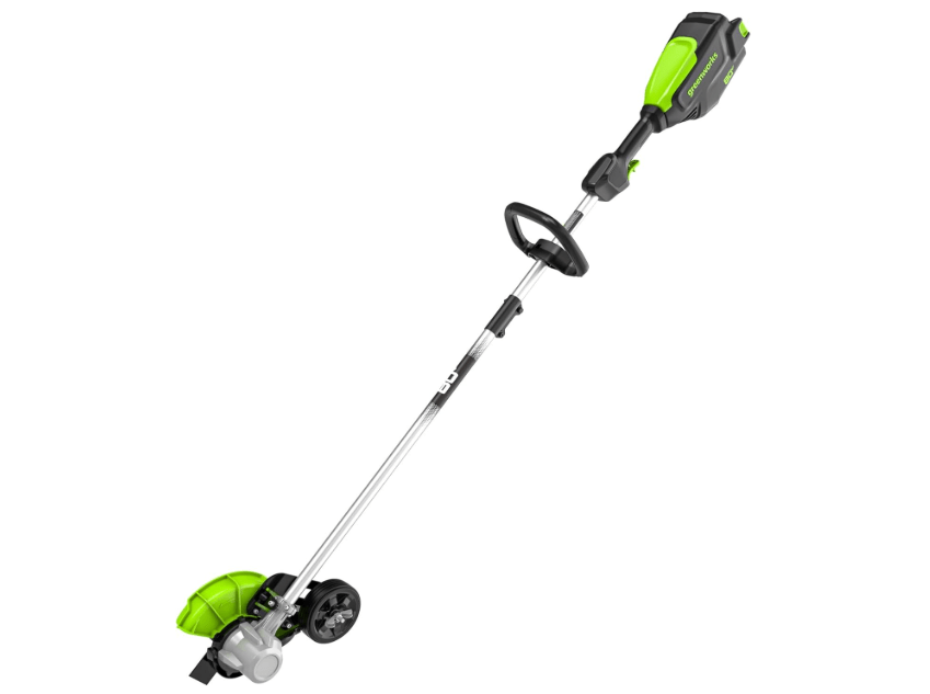 
Greenworks 80V All-Terrain Brushless Edger, 8" Steel Blade, 2.25" Pro Depth & Tool-Free Adjust, 27cc Gas Power Equivalent, Battery and Charger.
