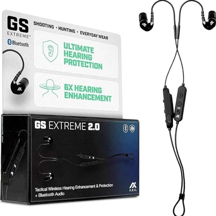 AXIL GS Extreme 2.0 Shooting Ear Buds – Hearing Enhancement & Noise Isolation Bluetooth Earbuds – w/Dynamic Speakers – 25-Hour