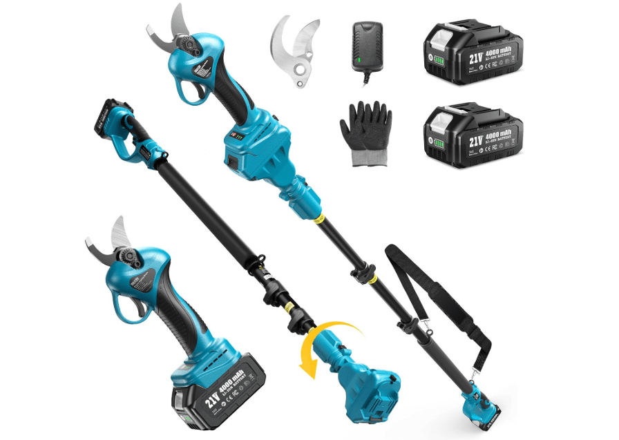 
Seesii 2-in-1 Cordless Electric Pruning Shears with Pole, 15Ft Reach, 1.2" Cutting Diameter, 21V 2x 4000mAh Batteries, Battery Powered Tree Pruner with.