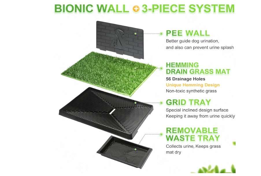 Hompet Dog Grass Pad with Tray Large, Puppy Turf Potty Reusable Training Pads with Pee Baffle, Artificial Grass Patch for Indoor and Outdoor Use, Ideal for...

