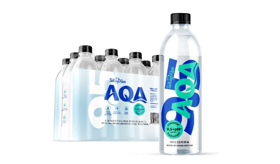 Talking Rain AQA Alkaline Ionized Bottled Water, 9.5 pH, with Electrolytes and Minerals Added for Taste, 20 fl oz Bottle (Pack of 12)
