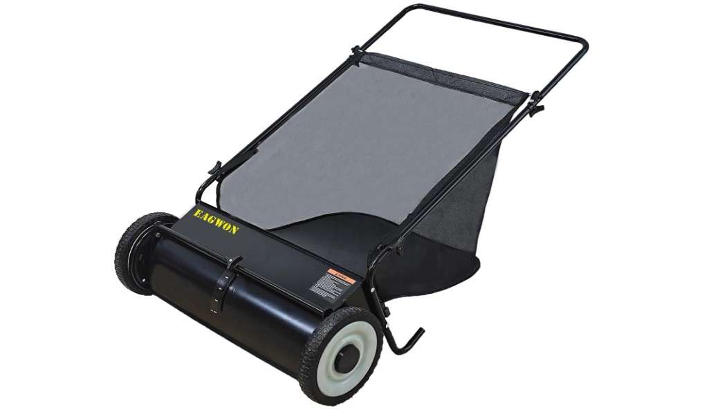 EAGWON Push Lawn Sweeper, 26-Inch Width, 7 Cu. Ft. Hopper Capacity, 4 Spinning Brushes, Adjustable Height, Durable Steel Frame with Rubber Wheels, Ideal for...
