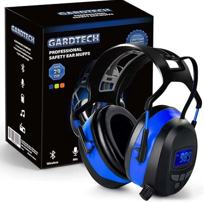 Gardtech Hearing Protection with Bluetooth, FM Radio Earmuffs, NRR 29dB Hearing Protection Headphones 